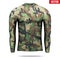 Under layer compression shirt with long sleeve in camouflage style.