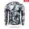 Under layer compression shirt with long sleeve in camouflage style.