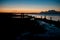 Under the moonlight of the Chinese Qinghai Lake,Qinghai lake of the night under the tourists