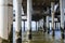 Under the pier of Scheveningen with a view of the North Sea