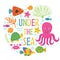 Under the sea card with marine animals