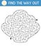 Under the sea geometrical maze for kids. Ocean preschool printable activity. Water seashell shaped labyrinth game or puzzle for