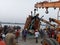 Under supervision of higher police official immersion of Maa Kali  going on ,  it is heading towards the holy Ganges by crane.