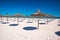 Under umbrellas at arenal beach playa de palma. Mallorca, spain, summer holiday photo