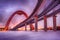 Under Zhivopisny Bridge Curve in Winter Twilight