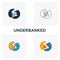 Underbanked icon set. Four elements in diferent styles from fintech icons collection. Creative underbanked icons filled, outline,