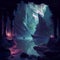 Underdark Caverns Landscape DND Roleplaying Purple Blue Cave Lake Environment Concept Concept Generative AI