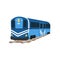 Underground blue train locomotive, subway transport vector Illustration