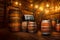 Underground Cellar Of Beer And Wine Barrels Generative AI