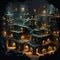 Underground Cities subterranean urban environments with intricate tunnels underground AI Isometric