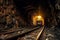 Underground Coal Mine with Rails: Mining Industry. AI