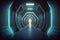 underground illuminated tunnel in digital rendering of futuristic virtual world