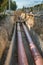 Underground pipe installation. Laying or replacement of underground pipes. Steel, giant