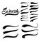 Underline swishes tail collection. Swoosh element for sport, logo design. Vector hand drawn illustration