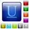 Underlined font type square flat icons color square buttons