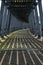 Underneath the curving east pier boardwalk. Whitby harbour