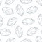 Undersea seamless pattern of seashells in line art style. Hand drawn, flat background. Vector illustration on a white