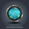 Undersea World, rusty iron rounded badge icon. For Ui Game.