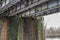 The underside the metal railway bridge over the River Bure in the village of Hoveton and Wroxham