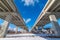 Underside state highway bridges that go over the Minnesota River south of the Twin Cities - great straight lines, symmetry, and bl