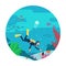 Underwater activities flat vector illustration