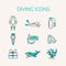 Underwater activity vector icons