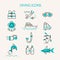 Underwater activity vector icons