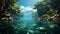 Underwater adventure fish swim in tranquil blue seascape generated by AI