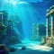 Underwater ancient city in the depths of the Atlantis lost ancient sunken Underwater gorges and Lots of underwater