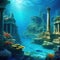 Underwater ancient city in the depths of the Atlantis lost ancient sunken Underwater gorges and Lots of underwater