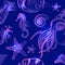 Underwater Animals on Blue Background