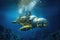 underwater autonomous submarine exploring ocean depths