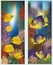 Underwater banners with yellow tropical fish