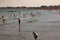 underwater beach full of tourists.here we are in Sottomarina, city between Caorle and Venice, the beach extends for hundreds