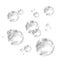 Underwater  black fizzing air bubbles on white  background
