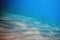 Underwater Blue Ocean, Sandy sea bottom Underwater background