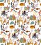 Underwater business office life seamless pattern.
