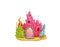 Underwater cartoon red coral house building, home