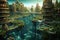 underwater city layout with sustainable farming and aquatic gardens