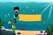 Underwater Diver Carrying Blank Banner Cartoon Vector Illustration