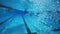 Underwater diving, man swimming in clear pool water