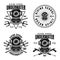 Underwater diving school set of vector emblems