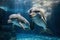 Underwater dolphin playing. Generate Ai