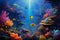 An underwater ecosystem with vibrant fish and colorful corals. AI Generated