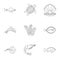 Underwater fauna icons set, outline style