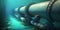 Underwater gas or oil pipeline. industrial energy production. Generative ai