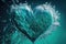 Underwater Heart. Liquid Love. Water splashing bubbles. Abstract ocean Valentine\\\'s Day.