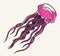 Underwater jellyfish colorful detailed emblem