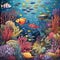 Underwater landscape, coral reef and fishes. Generative AI