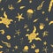 Underwater life hand drawn seamless pattern